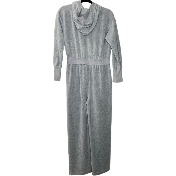Daily Practice Anthropologie Lounge Jumpsuit (Size M) Grey Velour Wide Leg Ankle - Picture 5 of 8
